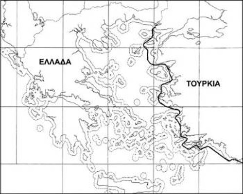 Χάρτης του Αιγαίου όπου αποτυπώνονται τα ελληνικά χωρικά ύδατα των 6 μιλίων και η οριογραμμή του FIR Αθηνών. Το FIR - η έντονη γραμμή που ξεκινάει από τις εκβολές του Εβρου και καταλήγει στο Καστελόριζο - είναι το όριο το οποίο μόλις περνούσαν τα τουρκικά μαχητικά κινητοποιούνταν τα ελληνικά για να τα αναχαιτίσουν. Τώρα η αναχαίτιση θα γίνεται όταν περάσουν τα 10 μίλια από τις ελληνικές ακτές και βλέπουμε...