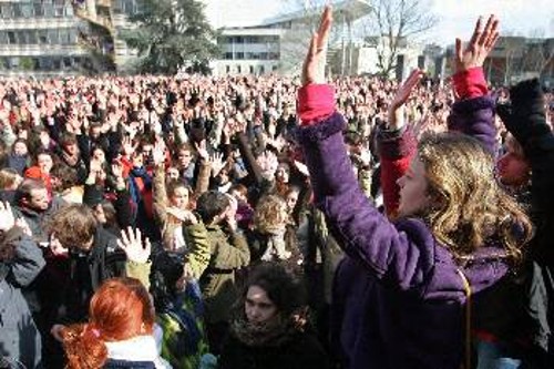 Από τις χτεσινές διαδηλώσεις των φοιτητών