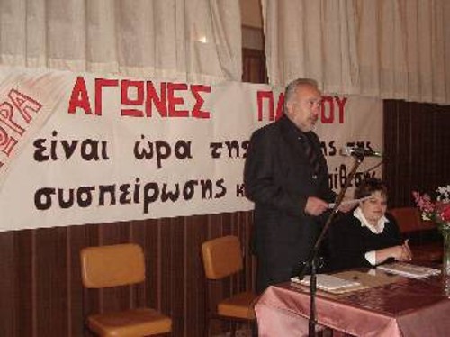 Ο Θεοδόσης Κωνσταντινίδης μιλά στην εκδήλωση στο Λιτόχωρο