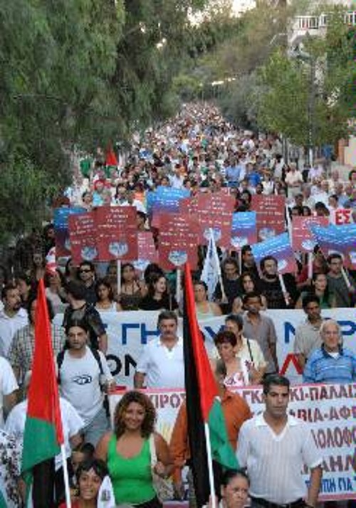 Από αντιιμπεριαλιστική διαδήλωση αλληλεγγύης στο λιβανέζικο και παλαιστινιακό λαό, στην Αθήνα