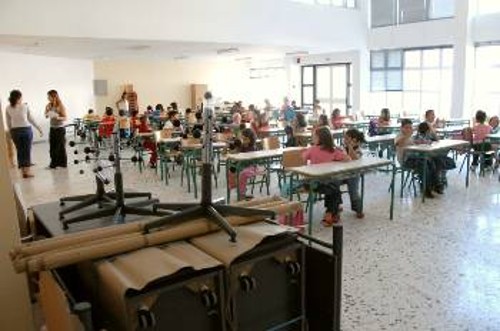 Ο χώρος που κάνουν μάθημα οι μαθητές στο 2ο Δημοτικό Σχολείο στο Ολυμπιακό Χωριό