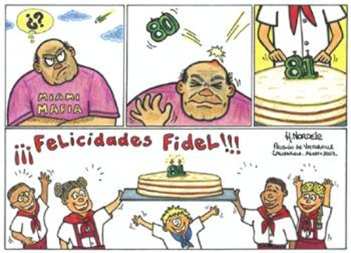 Ο μαφιόζος του Μαϊάμι, κάτι βλέπει στον ουρανό να του έρχεται στο κεφάλι: Είναι τα 81 χρόνια του Φιντέλ που γιορτάζουν οι πιονέροι της Κούβας