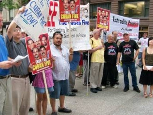 Από παλιότερη κινητοποίηση του κινήματος αλληλεγγύης στους 5 Κουβανούς στις ΗΠΑ