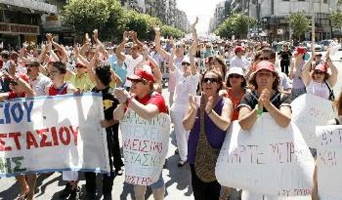 Οι διαδηλωτές στους δρόμους της Θεσσαλονίκης