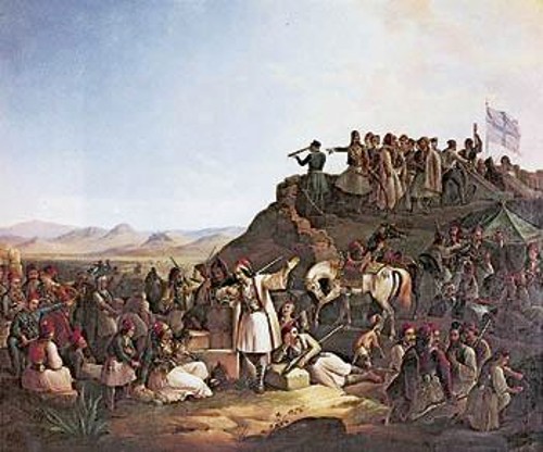 «Το στρατόπεδο του Καραϊσκάκη», Εθνική Πινακοθήκη, πίνακας του Θ. Βρυζάκη