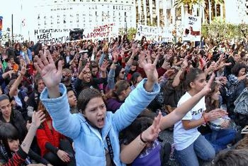 Από τη χτεσινή κινητοποίηση των μαθητών στα Μουσικά Σχολεία