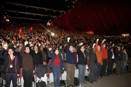 Στιγμιότυπο από την ανοιχτή εκδήλωση του ΚΚ Τουρκίας