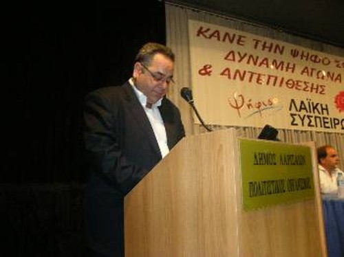 Ο Γ. Λαμπρούλης κατά τη χτεσινή παρουσίαση του ψηφοδελτίου