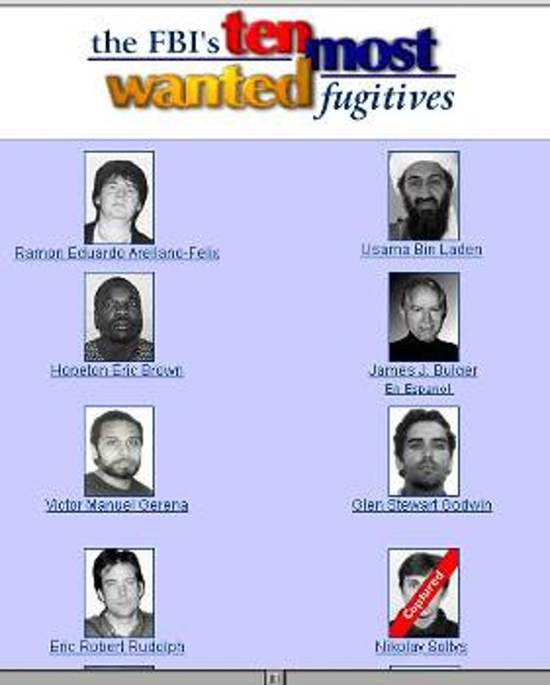 Αφίσα του FBI με καταζητούμενους τρομοκράτες