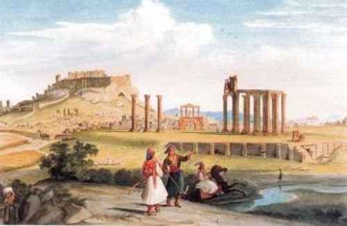 Η Αθήνα από τον Ιλισό, 1833 (υδατογραφία, Μουσείο της Πόλεως των Αθηνών)