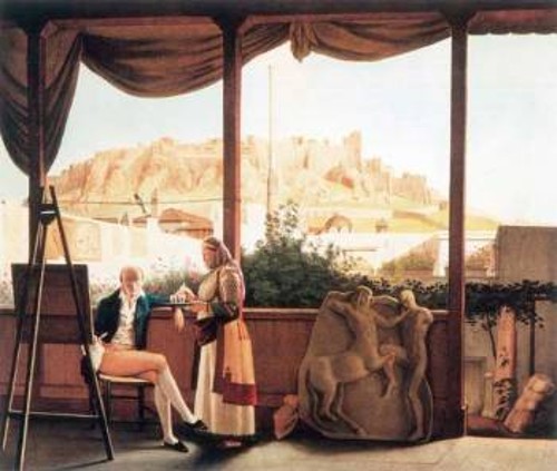 Ο Feuvel στο σπίτι του, με θέα την Ακρόπολη (Παρίσι 1845, Γεννάδειος Βιβλιοθήκη)