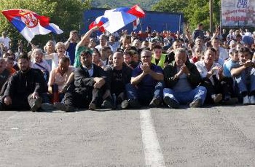 Από τις διαμαρτυρίες Σέρβων στο Βόρειο Κοσσυφοπέδιο