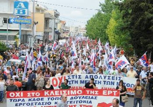 Από τις κινητοποιήσεις τον Ιούνη του 2013 ενάντια στο κλείσιμο της ΕΡΤ