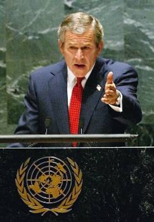 Ο Μπους στο βήμα της συνέλευσης του ΟΗΕ
