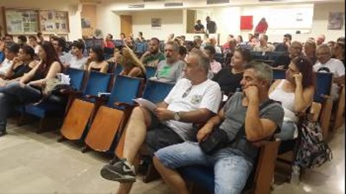 Η συνδικαλιστική σύσκεψη που έγινε το απόγευμα σε αίθουσα του ΕΚ Θεσσαλονίκης