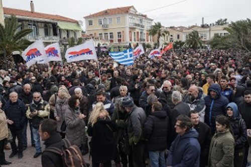 Μεγάλη ήταν η συμμετοχή του λαού του νησιού και στη χτεσινή διαδήλωση στη Λέσβο