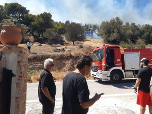 Οι Θ. Γκιώνης και Χρ. Κατσώτης στη μεγάλη πυρκαγιά στη Λαυρεωτική