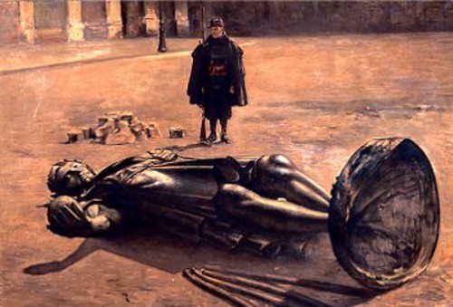 Λεόν Πωλ-Ζοζέφ Ρομπέρ, «Η Στήλη Βαντόμ κατεδαφισμένη», λάδι σε καμβά, 1871, Μουσείο Τέχνης και Ιστορίας «Πωλ Ελυάρ ντε Σαιντ Ντενί»