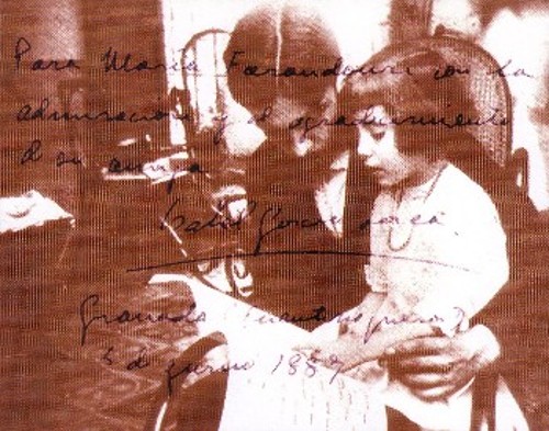 Federico & Isabel Garcia Lorca, Fuente Vaqueros. Ιδιόχειρη αφιέρωση της αδελφής του Lorca στη Μαρία Φαραντούρη